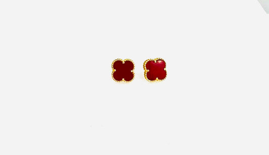 21k Gold Red Clover Earrings