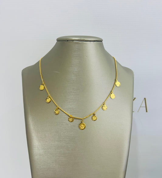 21k Gold Turkish Coin Charm Necklace