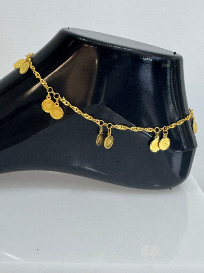 21k Gold Coin Anklet