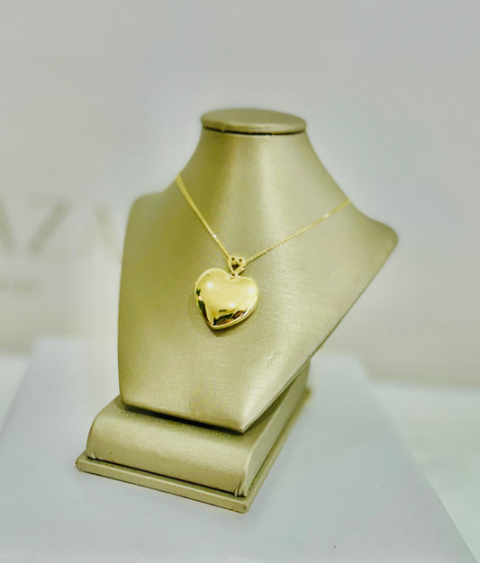 14k Hold Heart Locket Necklace