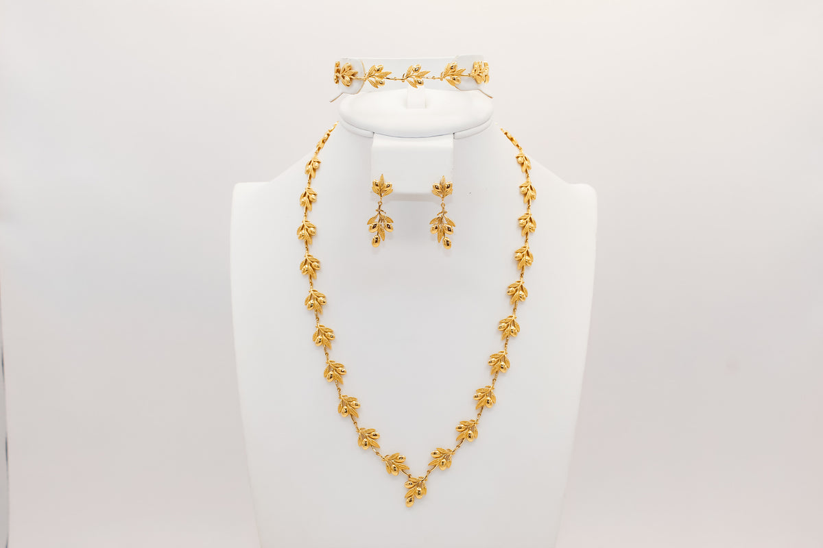 21k gold olive leaf set