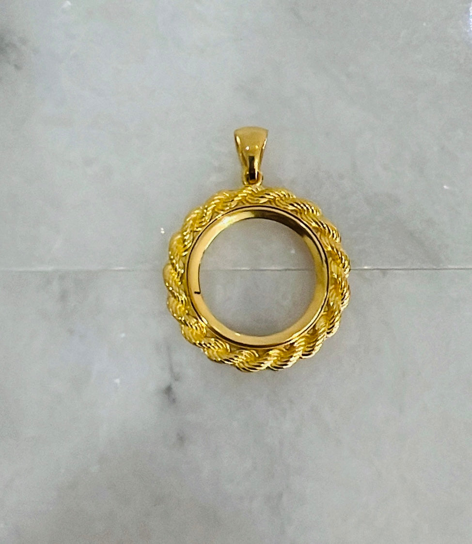 21k Gold Coin Rope Bezel Pendant