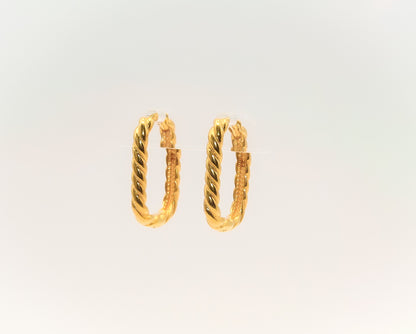 21K Gold Mini Rectangular Huggies Earrings
