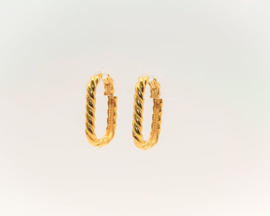 21K Gold Mini Rectangular Huggies Earrings