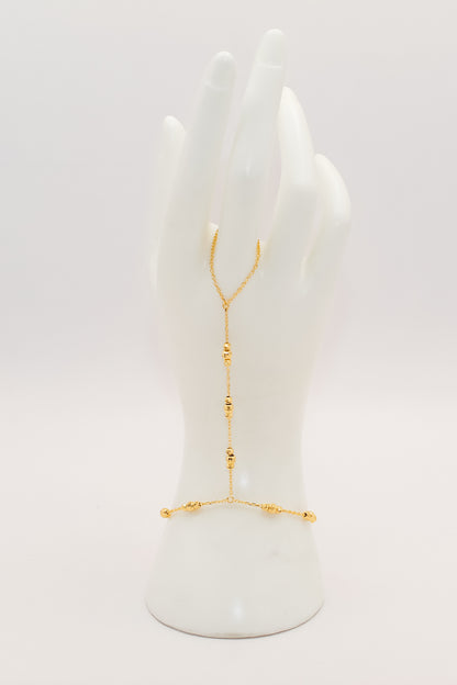 21k gold beaded hand bracelet