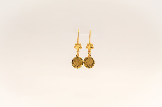 21K Gold Mini Coin Flower Earrings