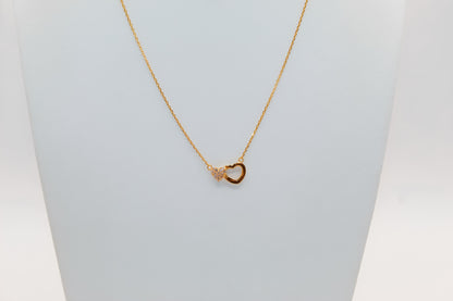 21K Gold Two Heart Necklace
