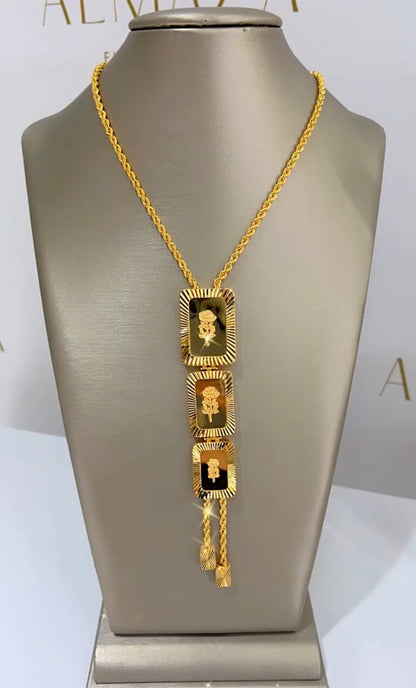 21K Gold 3 Tier Rose Necklace