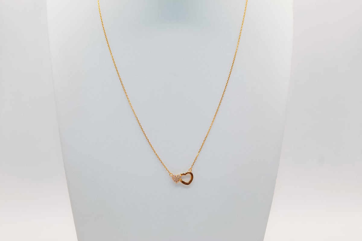 21K Gold Two Heart Necklace