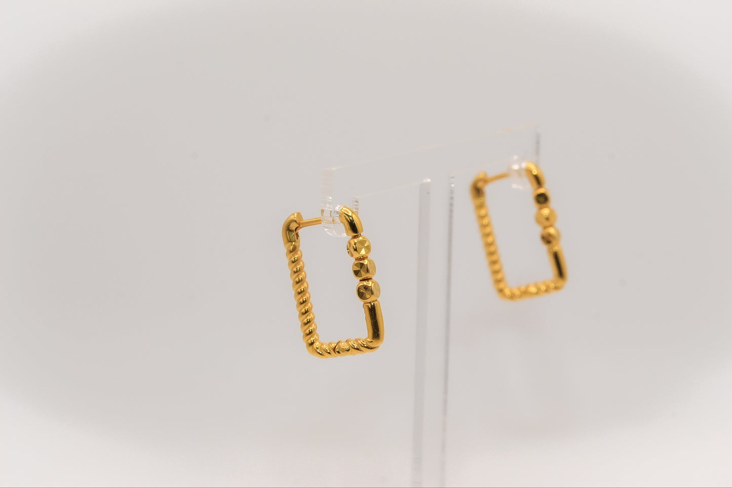 21K Gold Square Huggies