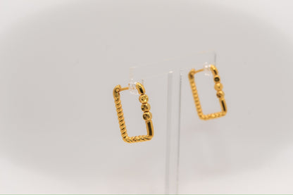 21K Gold Square Huggies