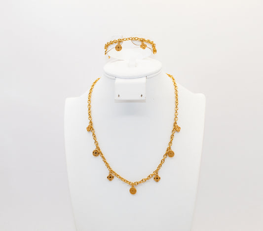 21K Gold Charm Necklace Set