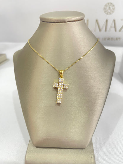 18k Gold .77 Carat Diamond Cross Necklace