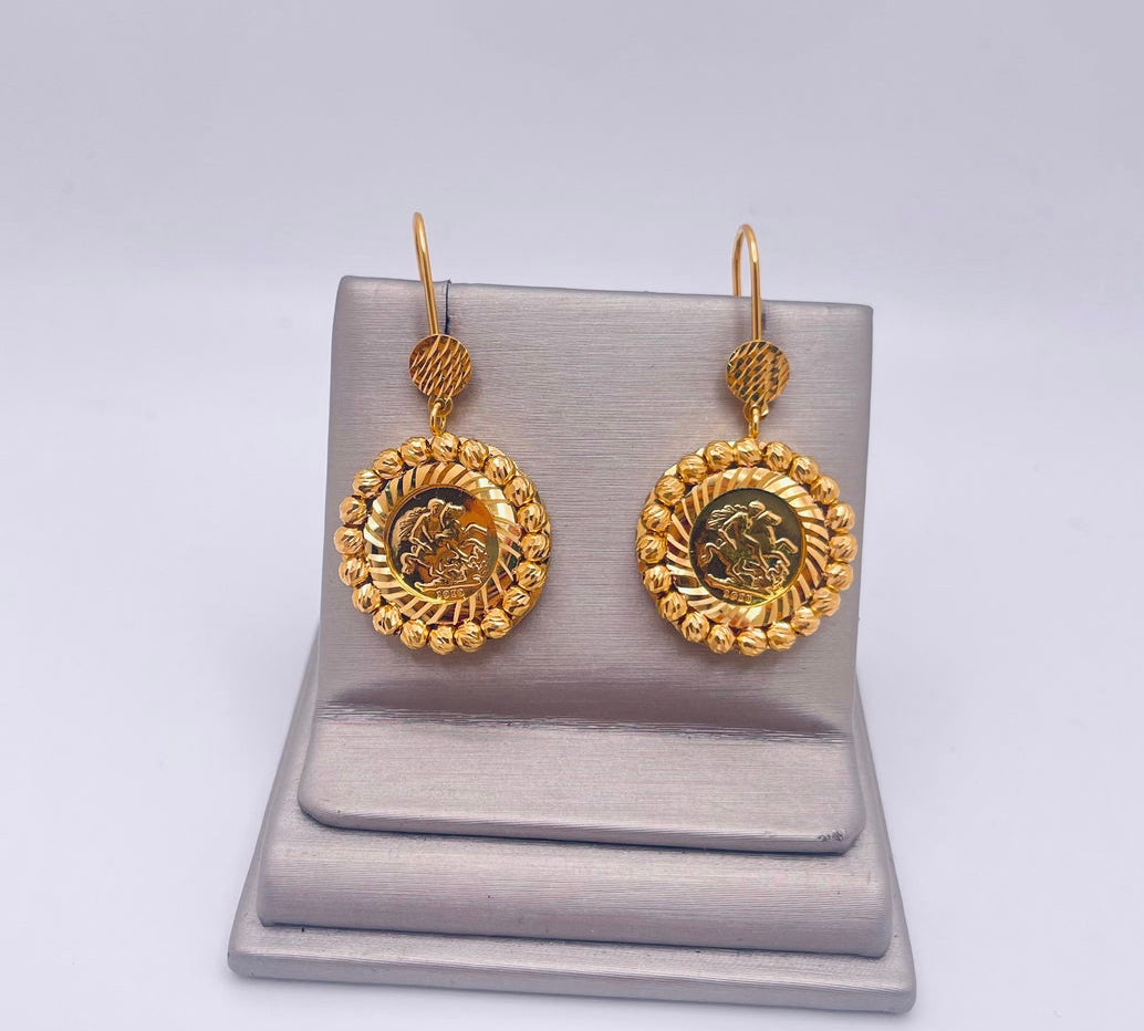 21k Gold Himo Coin Earrings