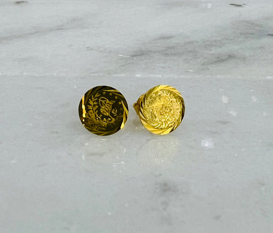 21k Gold small Turkish Coin Post Earrings