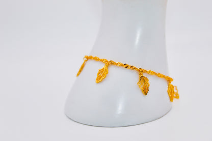 21k Gold Leaf Charm Bracelet