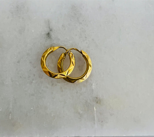 21k Gold Small Hoop Earrings