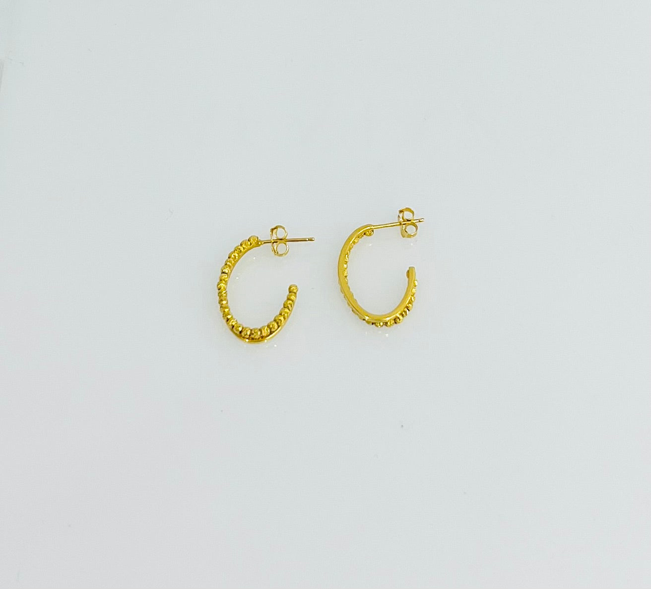 21k Gold Oval Beaded Earrings