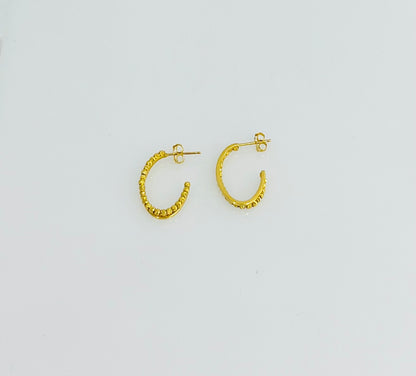 21k Gold Oval Beaded Earrings