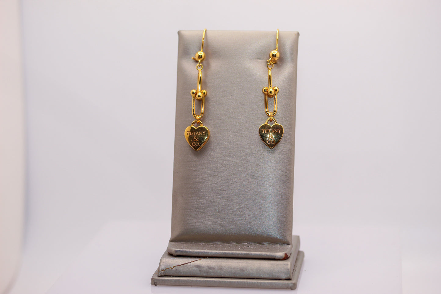 21k Gold Heart Dangle Earrings