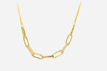 18k Gold Studded Clip Chain Set