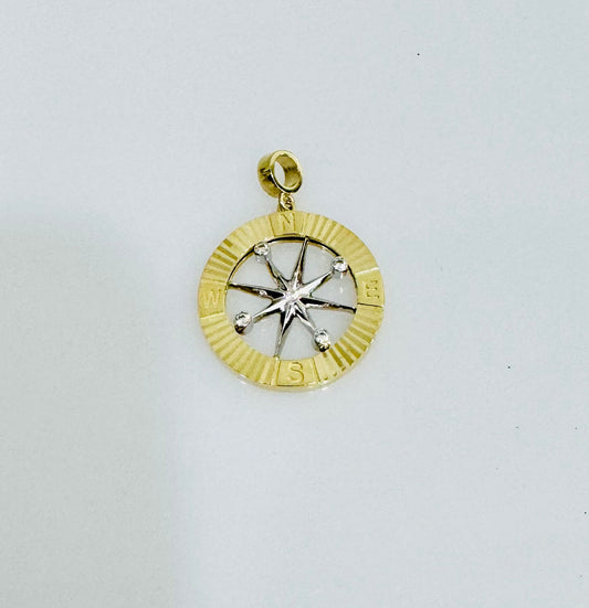 14k Gold Compass Pendant