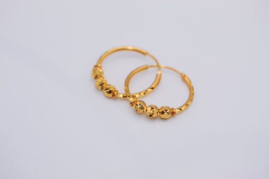 21k Gold Beaded Hoop Earrings