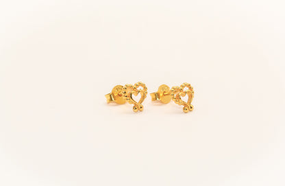 21K Gold Double Heart Kids Earrings