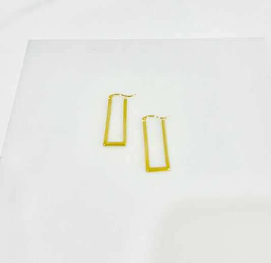 14k Gold Rectangle Earrings