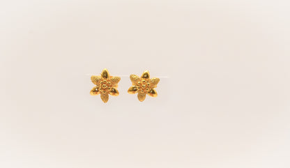 21K Gold Kids Mini Flower Post Earrings