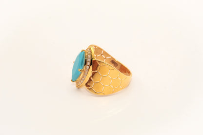 21K Gold Turquoise Studded Ring