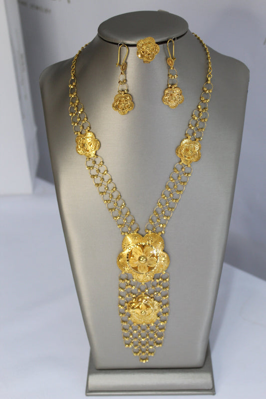 21k Gold long flower  Set