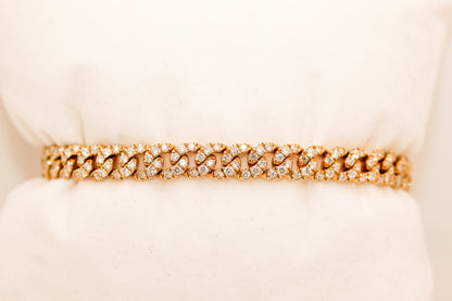14k Gold 3.70 Carat Diamond Cuban link  Bracelet
