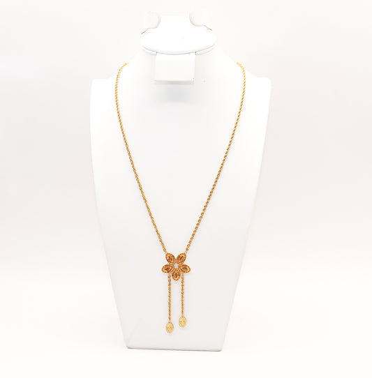 21K Gold Flower Coin Necklace