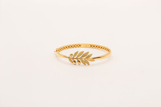21K Gold Olive Leaf Bangle Bracelet