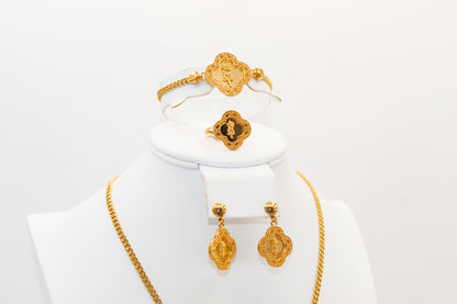 21K Gold Flower Clover Set