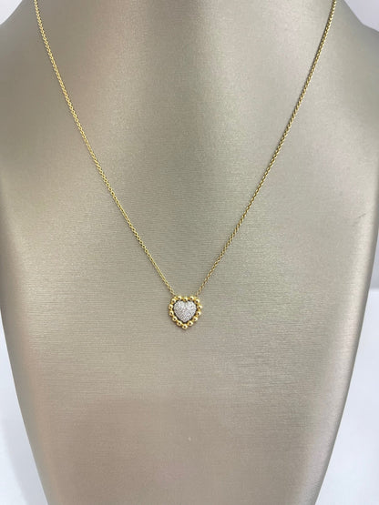 14k Gold Diamond Heart Necklace Earring Set