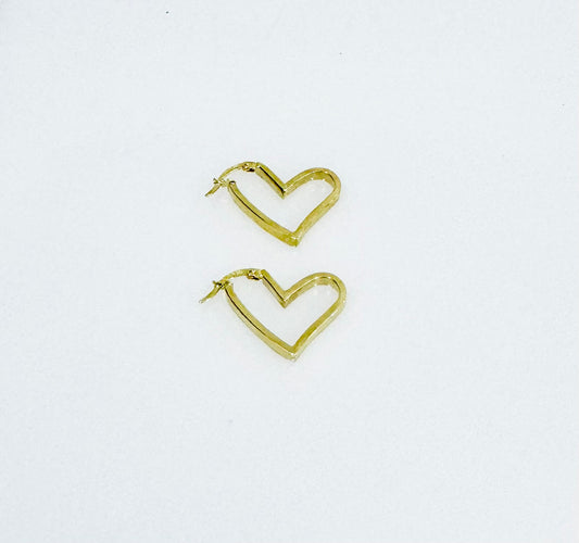 14k Gold Heart Hoop Earrings