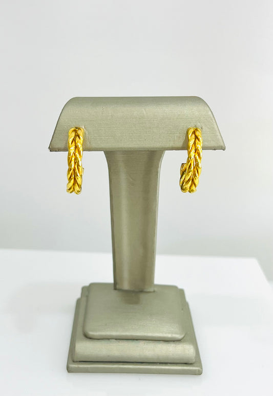 21k Gold Oval Braided Earrings