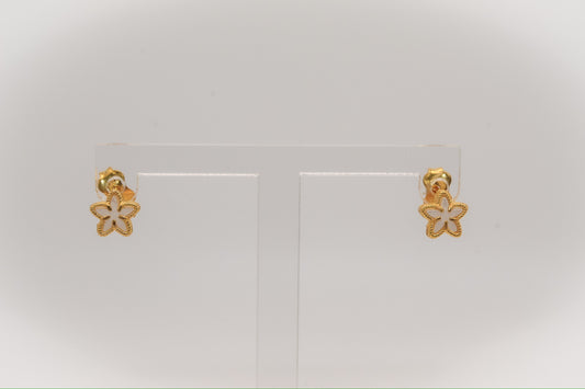 21K Gold Mini Mother Of Pearl Star Post Earrings