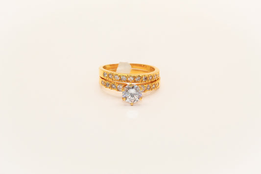 21K Gold Solitaire Wedding Ring Set