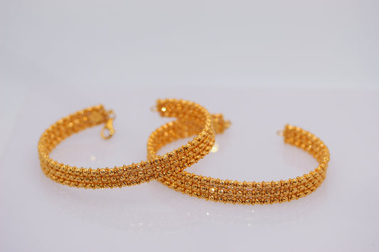 21k Gold 3 Row Beaded Bracelet