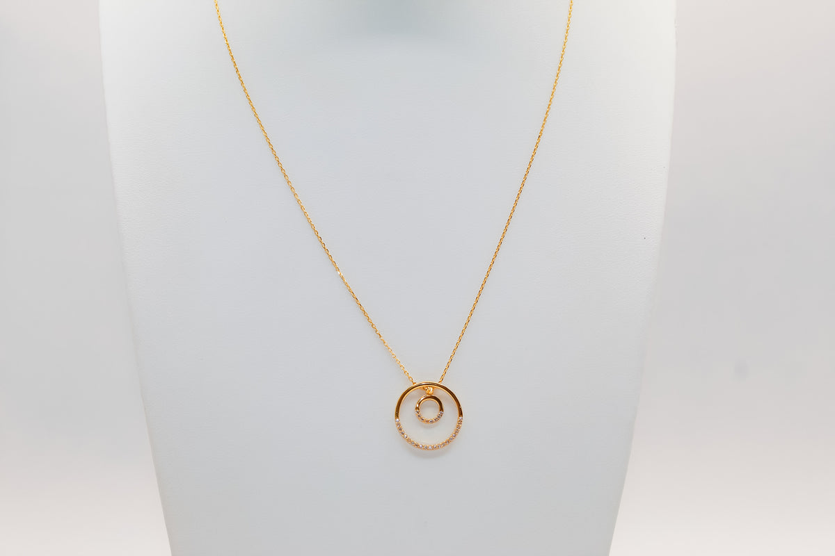 21K Gold Double Circle Necklace