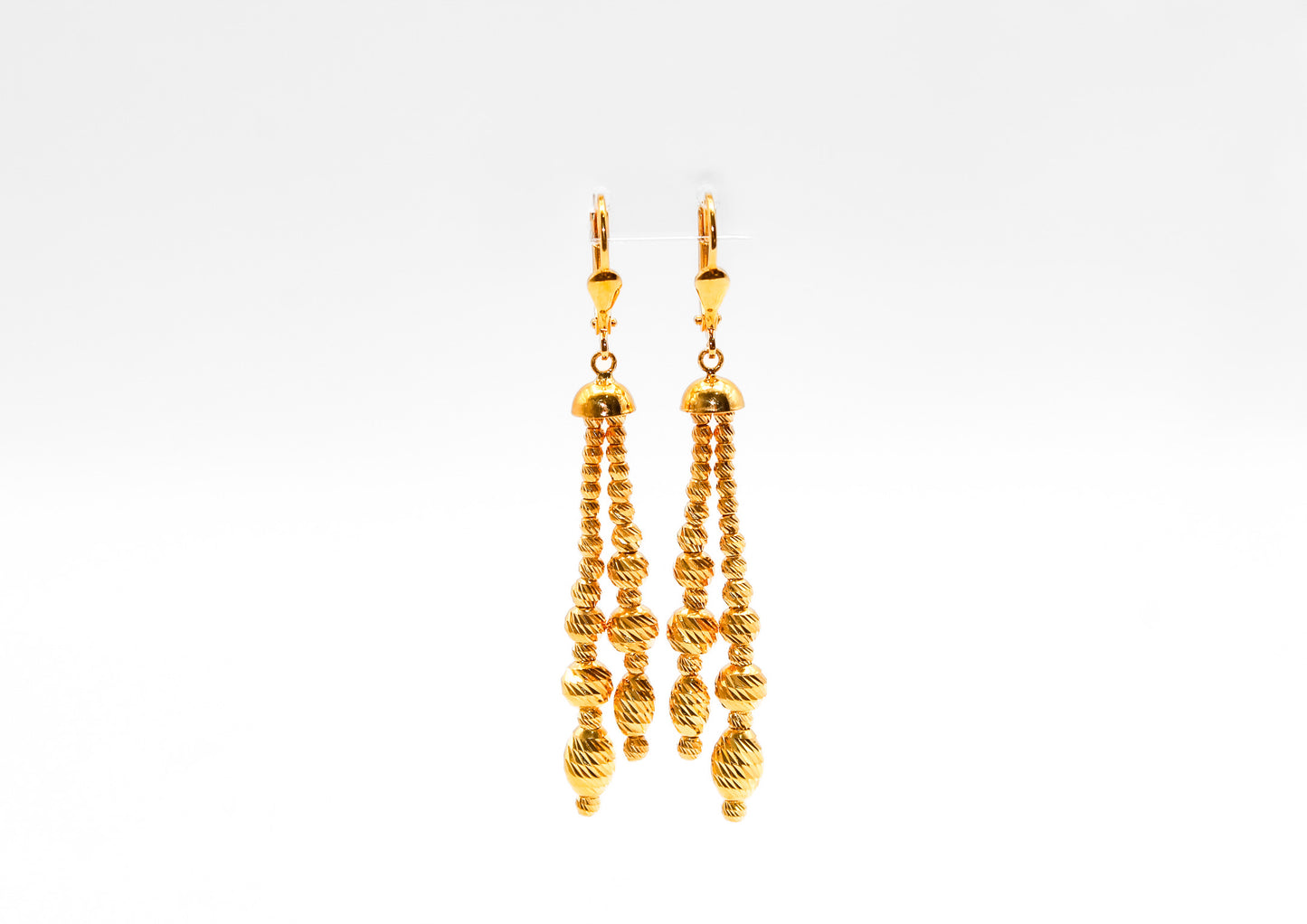 21K Gold Beaded Dangle Earrings