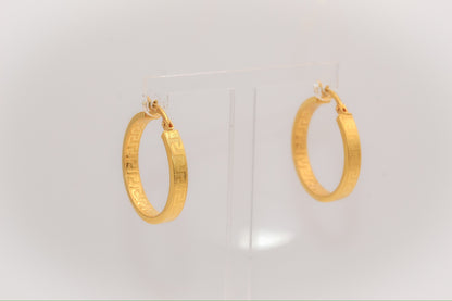 21k Gold Greek Key Hoop Earrings
