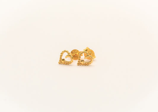 21K Gold Heart Kids Earrings