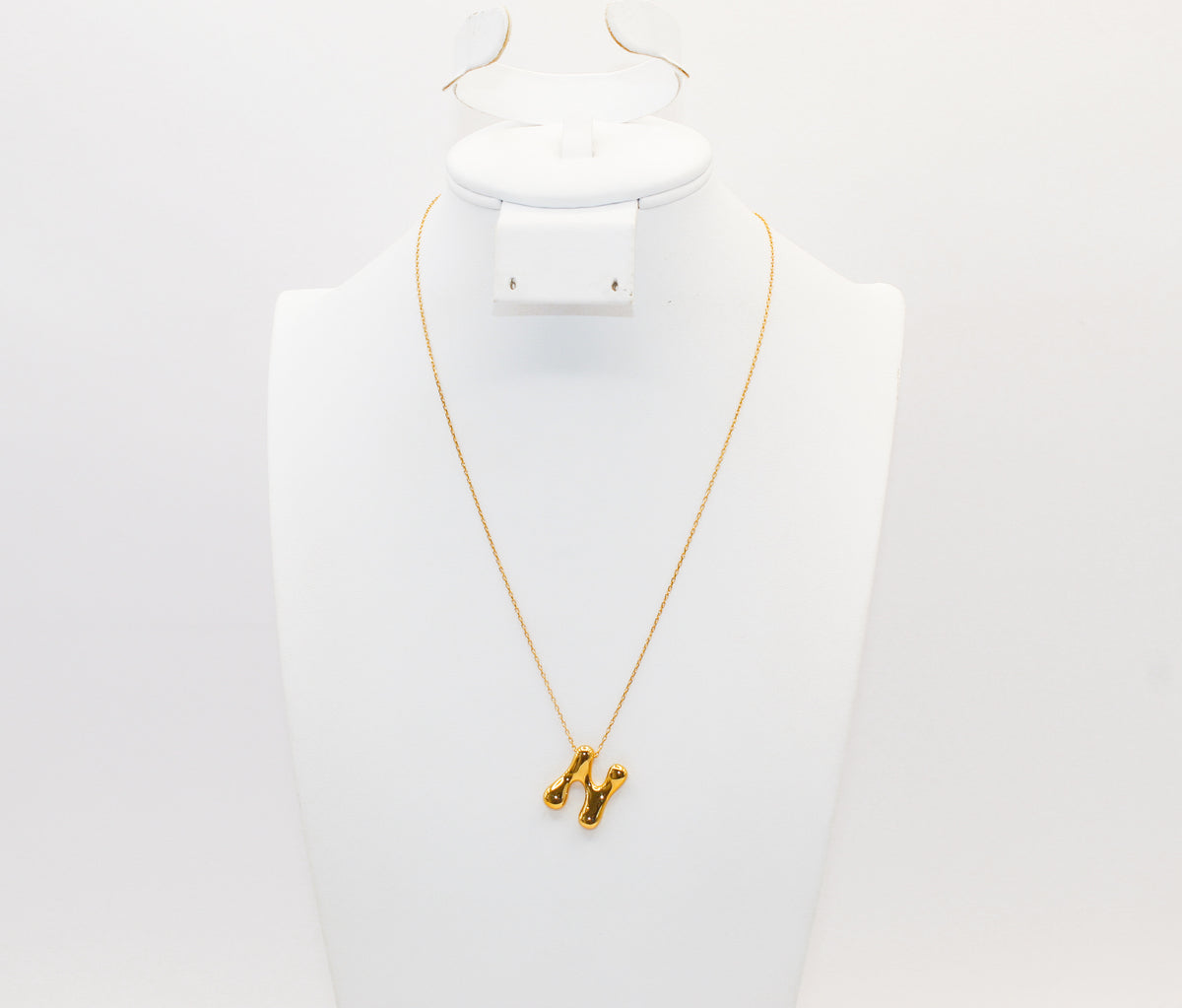 21K Gold Intial N Puff Necklace