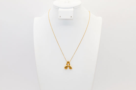 21K Gold Initial A Puff Necklace