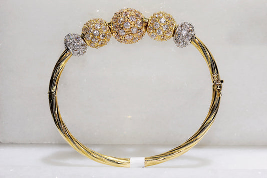 18K Gold Studded Ball Bangle Bracelet
