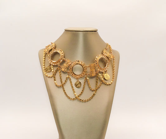 21K Gold 3 Coin Choker Necklace